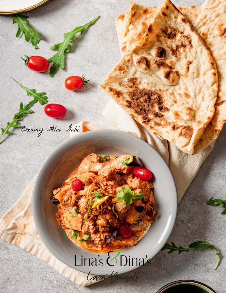 Creamy Aloo Gobi with iranian bread / كريمة الو جوبي بالخبز الايراني