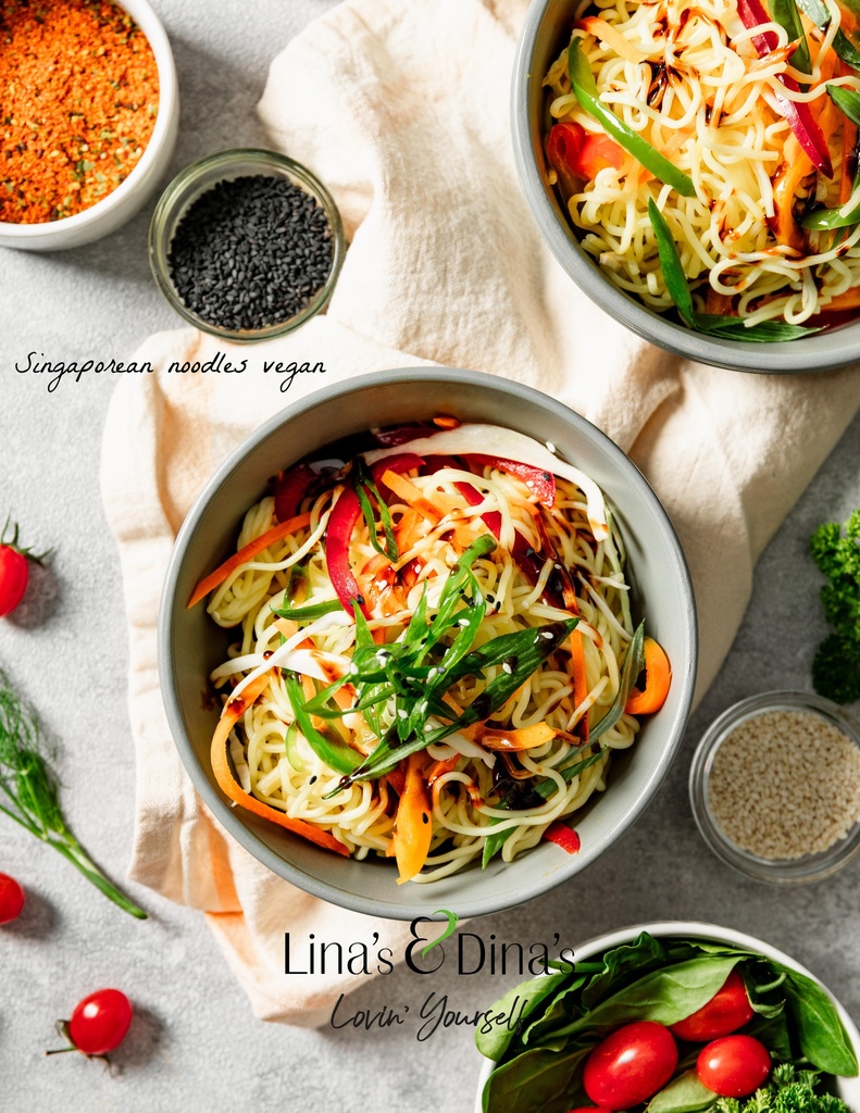 Singaporean  noodles / نودلز السنغافوري النباتي ( Vegan )