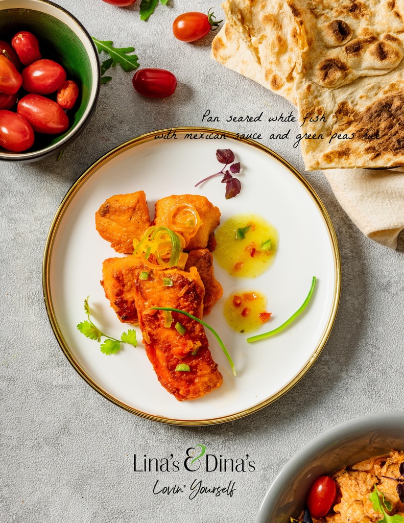 Pan seared white fish with mexican sauce &amp; Veggies / سمك أبيض محمر بالصلصة المكسيكية مع الخضار ( عالي البروتين) (HP) 