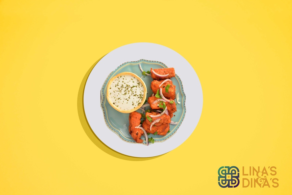 Fish amristari with spiced yoghurt sauce &amp; Veggies (HP) / سمك امريستاري بصوص الزبادي الحارة مع الخضار