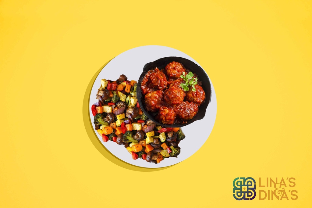 Chicken balls plus tomato sauces with Veggies (HP)/ كرات الدجاج مع صلصة الطماطم مع الخضار