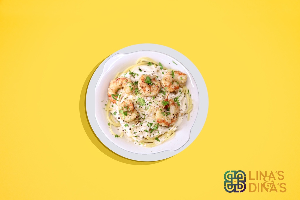 Tagliatelle with creamy sauce and shrimps / تاغليتيلي مع صوص الكريمة والروبيان