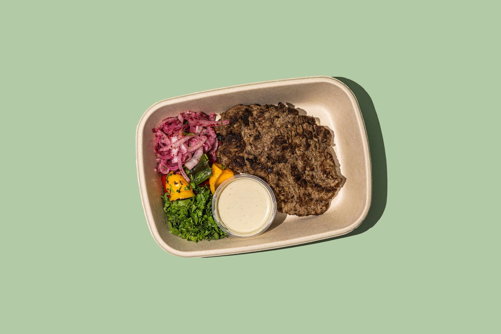 Beef shawarma Steak with biwaz &amp; tahini HP /  شاورما ستيك اللحم مع طحينيةو بيواز