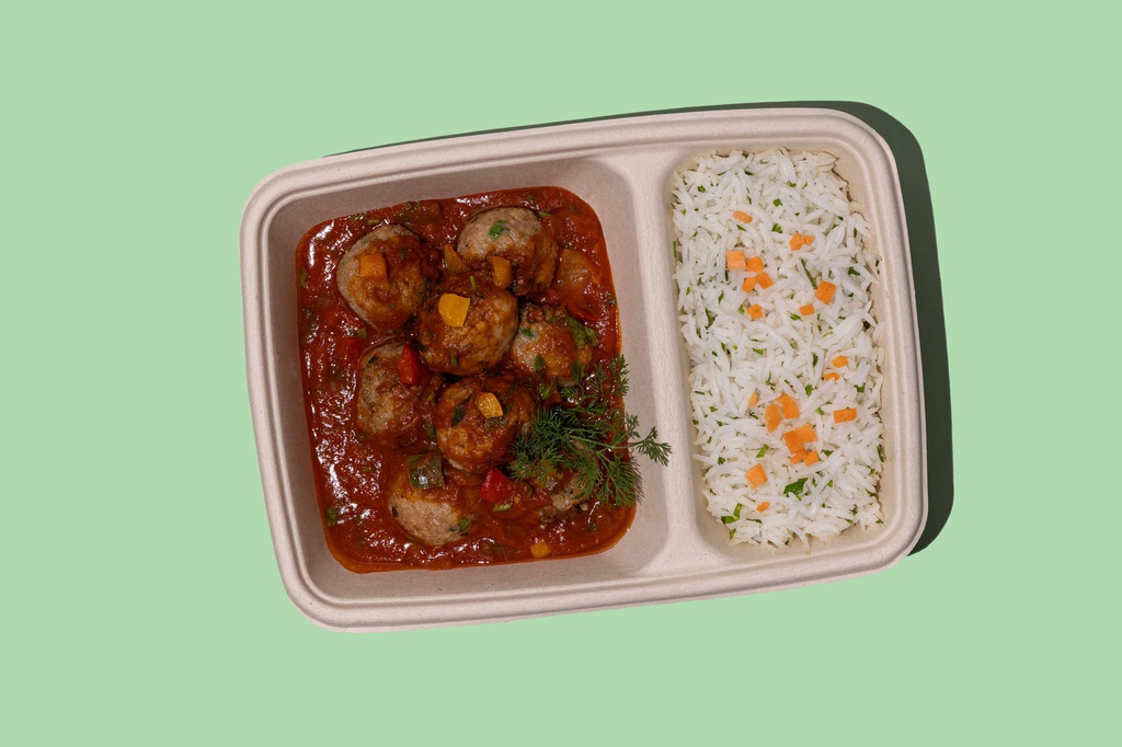 Fish Kafta Balls w Rice / كرات كفتة السمك مع الأرز