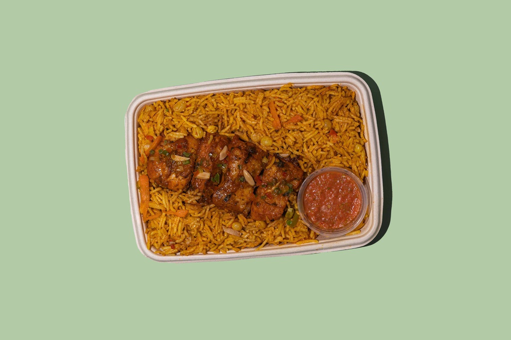Fish Kabsa with Dakkous (GF) /  كبسة السمك مع الدقّوس
