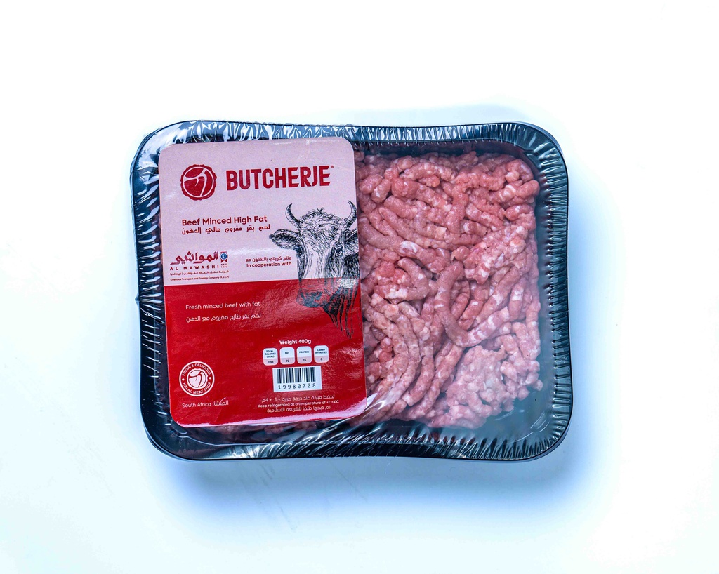 Butcherje Beef Minced High Fat (Brazilian) 400g/بتشرج لحم بقر مفروم عالى الدهون (برازيليان)