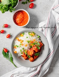 [NMN22202-0.5] Beef ragonjosh with vegetable pulao / راجونجوش بقري مع خضار بولاو