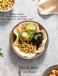 [NMN22136-0.5] Barbecue chickpeas and cauliflower flatbread with avocado mash/ حمص مشوي وقرنبيط مع هريس الأفوكادو (Vegan) 