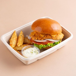 [SAL201120232] Chicken Burger W Baked Potato / برجر دجاج مع بطاطا مشوية