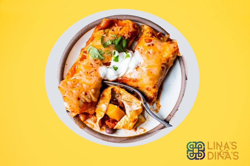 انشيلادا الخضار المكسيكية بدون الجبن  (Vegan)