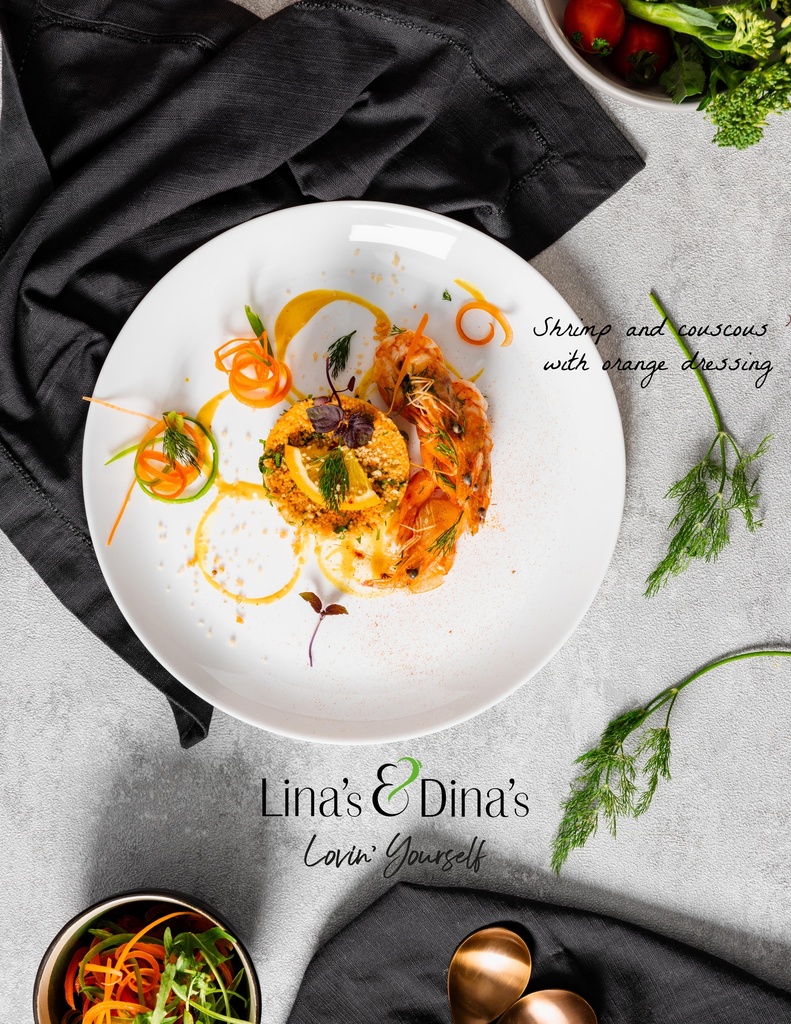 Shrimp and couscous with orange dressing / قريدس قريدس وكوس سلايد بصلصة برتقال