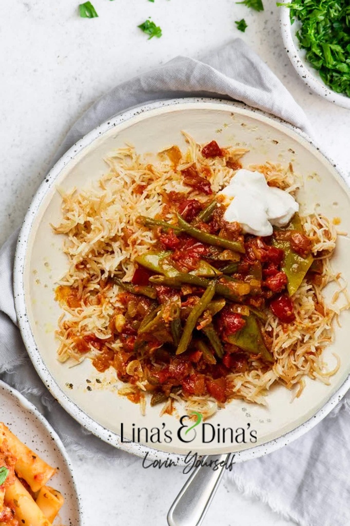 لوبيا خضراء  على الطريقة اللبنانية  (نباتي)