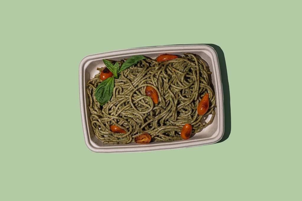 Pesto Basil Spaghetti (GF + LF) / بيستو باسل السباغيتي