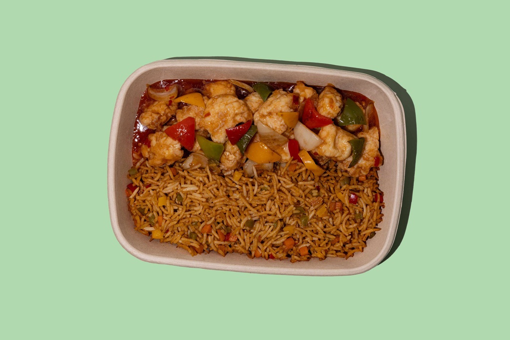 دجاج منشوريا مع أرز