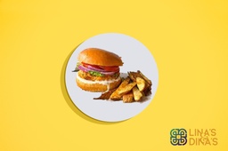 [FUSION218-0.5] Chicken Burger with baked fries /برغر الدجاج