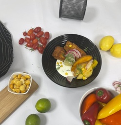 [NMN222141-0.5] Oven roasted White Fish With Creamy Corn Sauce &amp; Veggies   /سمك أبيض مشوي بالفرن مع صلصة ذرة كريمية وخضار (HP)