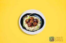 [NMN222178-0.5] Teriyaki Turkey Meatballs with Capsicum rice / كرات لحم الترياكي مع أرز الفليفلة