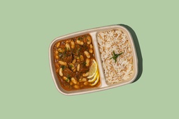 [RAMDWOW202346-1] WOW- White Beans Stew w Meat &amp; Rice/ يخنة الفاصوليا البيضاء