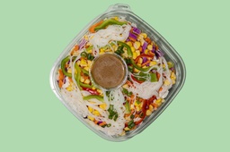 WOW-Crispy vegetable salad with rice noodle and chilli soya dressing / سلطة خضار مقرمشة مع أرز نودلز وصلصة الصويا الحارة 