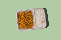 [VEG240017] Chickpeas Curry w Coconut &amp; Rice (vegan) / حمص بالكاري مع جوز الهند والأرز (نباتي)