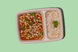 مرق الفاصوليا البيضاء (بدون لحم) مع الأرز  ( Vegan )