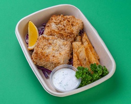 Baked Breaded Fish w Baked Potato Wedges (LF) / سمك مخبوز مع بطاطس ويدجز مشوية