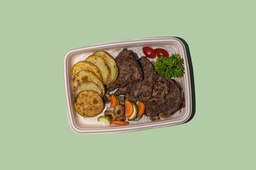 Grilled Beeftek w Mushroom Sauce &amp; Chips (6pack) / لحم بقري مشوي مع صلصة الفطر ورقائق البطاطس